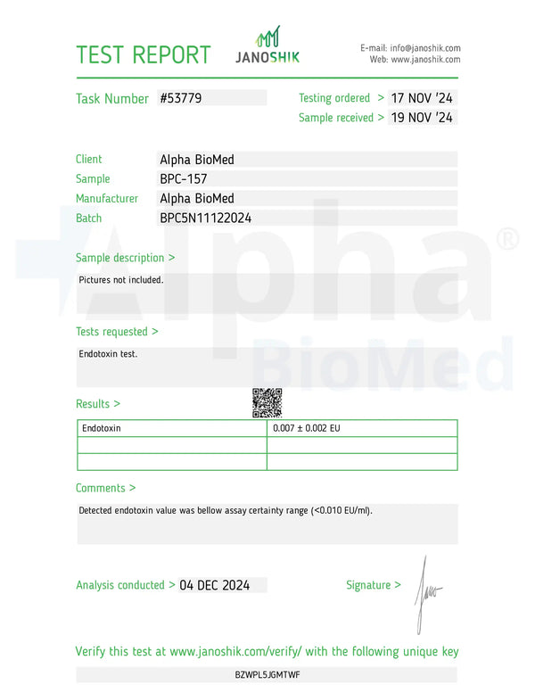 bpc 157 5mg endotoxin report
